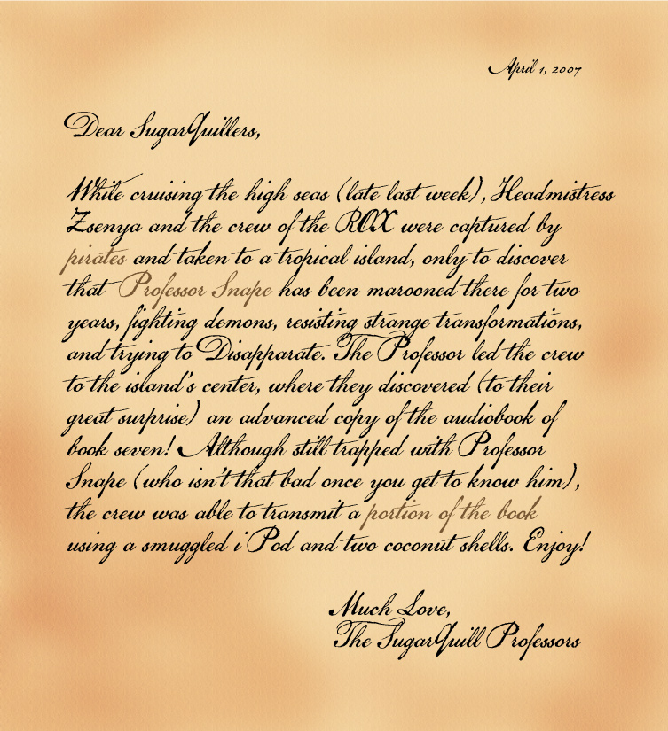 Letter to The Sugar Quill